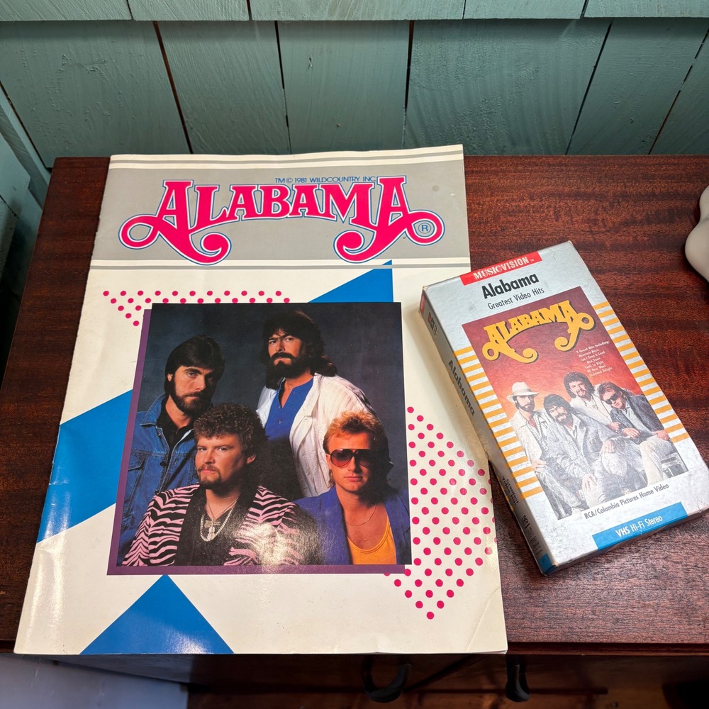 Vintage Alabama Band Greatest Video Hits‎ VHS and 1986 Souvenir Tour Book Set